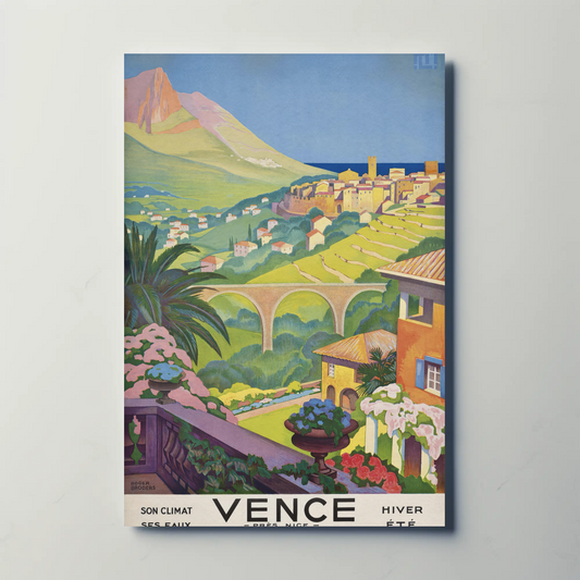 Vence - Scenic French Riviera Vintage Travel Poster