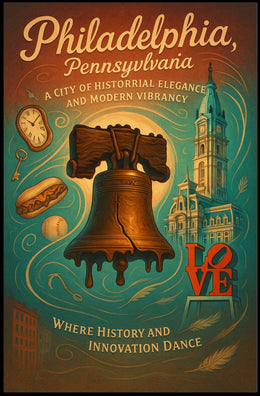Philadelphia Poster: Historical Elegance Meets Modern Vibrancy