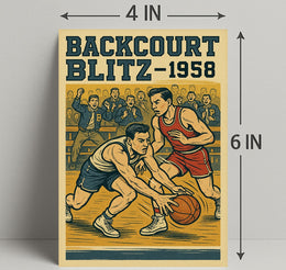 Backcourt Blitz 1958 Vintage Sports Poster