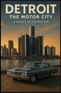 Detroit The Motor City Vintage Poster Print PosterGoat