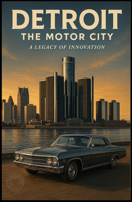 Detroit The Motor City Vintage Poster Print PosterGoat