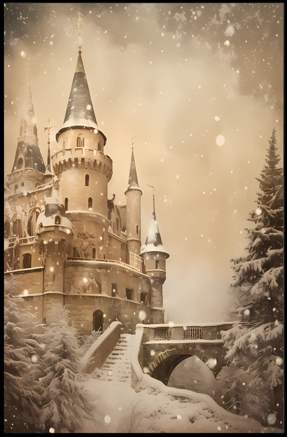 Enchanted Winter Castle Poster