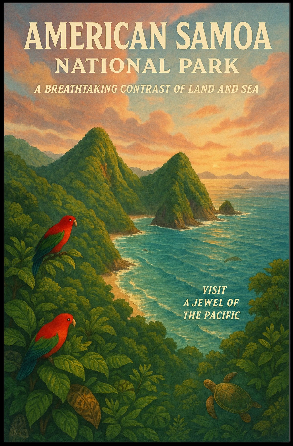 American Samoa Scenic Vintage Travel Poster Art