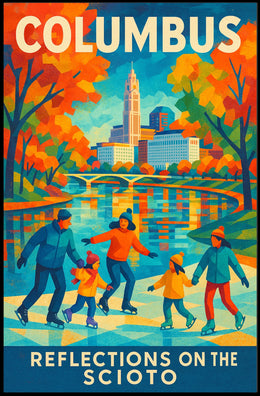 Columbus Reflections On The Scioto Poster