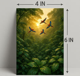 Lush Rainforest Paradise with Scarlet Macaws Animal Poster