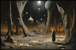 Surreal Landscape with Cloaked Figure Fantasy or Mythology Poster