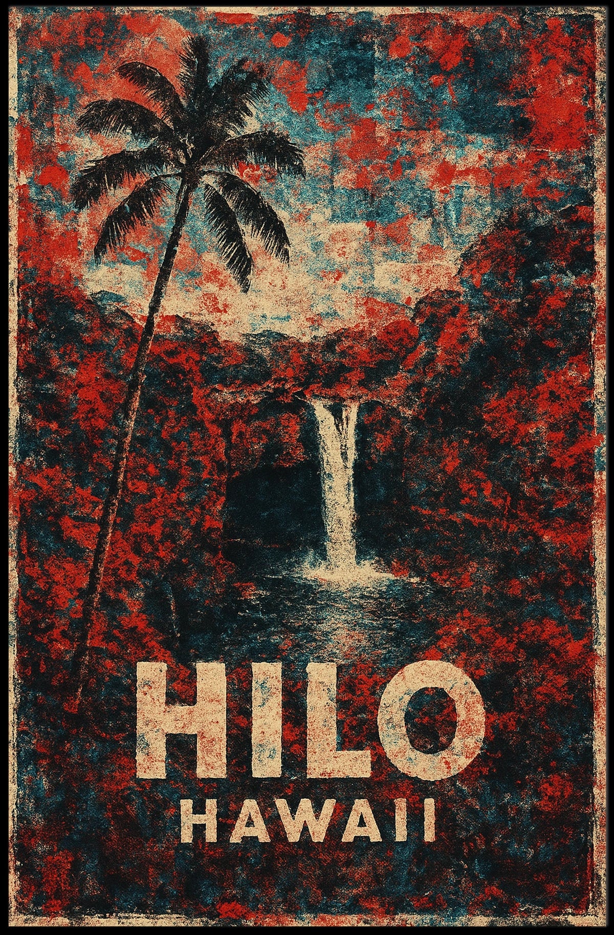 Hilo Hawaii Nostalgic Vintage Travel Poster