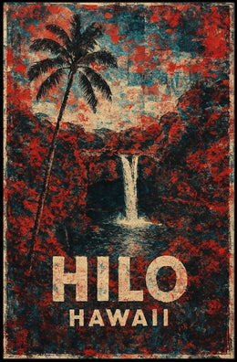 Hilo Hawaii Nostalgic Vintage Travel Poster
