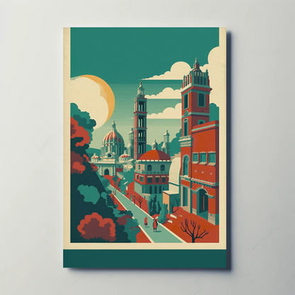 Historic European Architecture Courtyard Walk Vintage Travel Poster