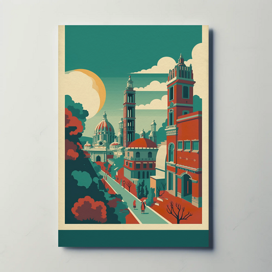 Historic European Architecture Courtyard Walk Vintage Travel Poster