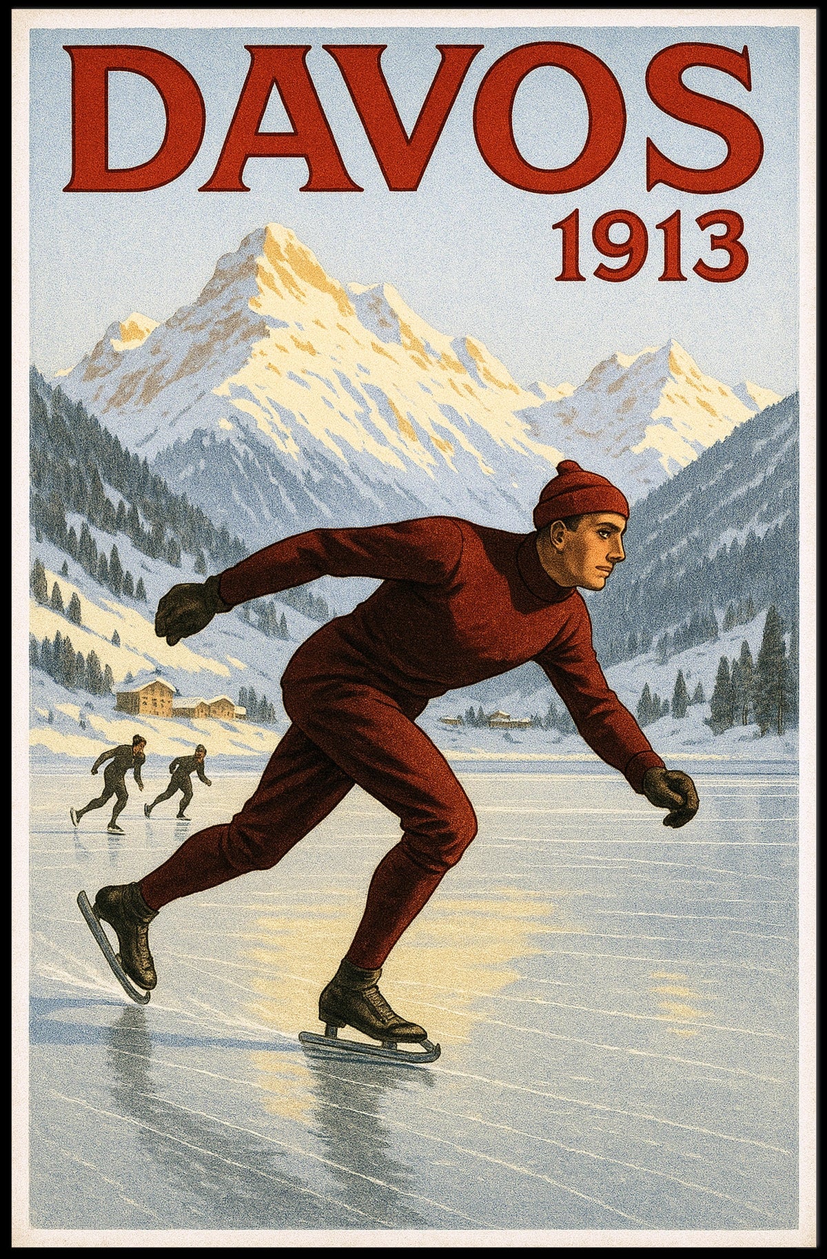 Davos 1913 Ice Skating Poster