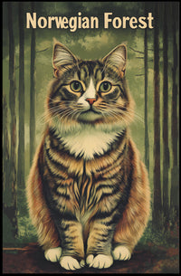 Norwegian Forest Cat Portrait Art Print Decor Poster