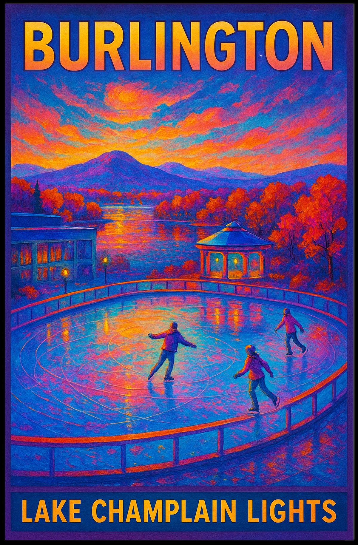 Burlington Lake Champlain Lights Poster