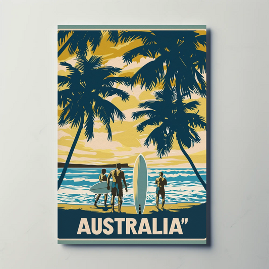 Vintage Travel Poster - Australia Surf Scene