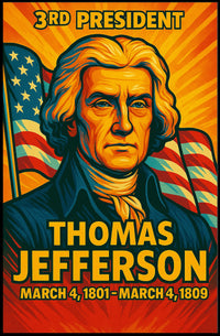 Thomas Jefferson 3rd President of the United States Colorful Comic Book Style Poster