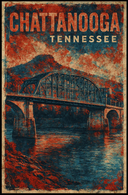 Chattanooga Skyline Vintage Travel Poster