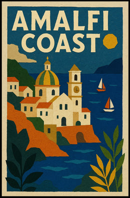 Amalfi Coast Travel Poster Wall Art for Coastal Decor