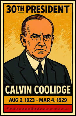 Calvin Coolidge 30th President of the United States Inked Comic Style Poster