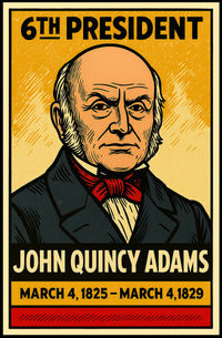John Quincy Adams 6th President of the United States Inked Comic Style Poster