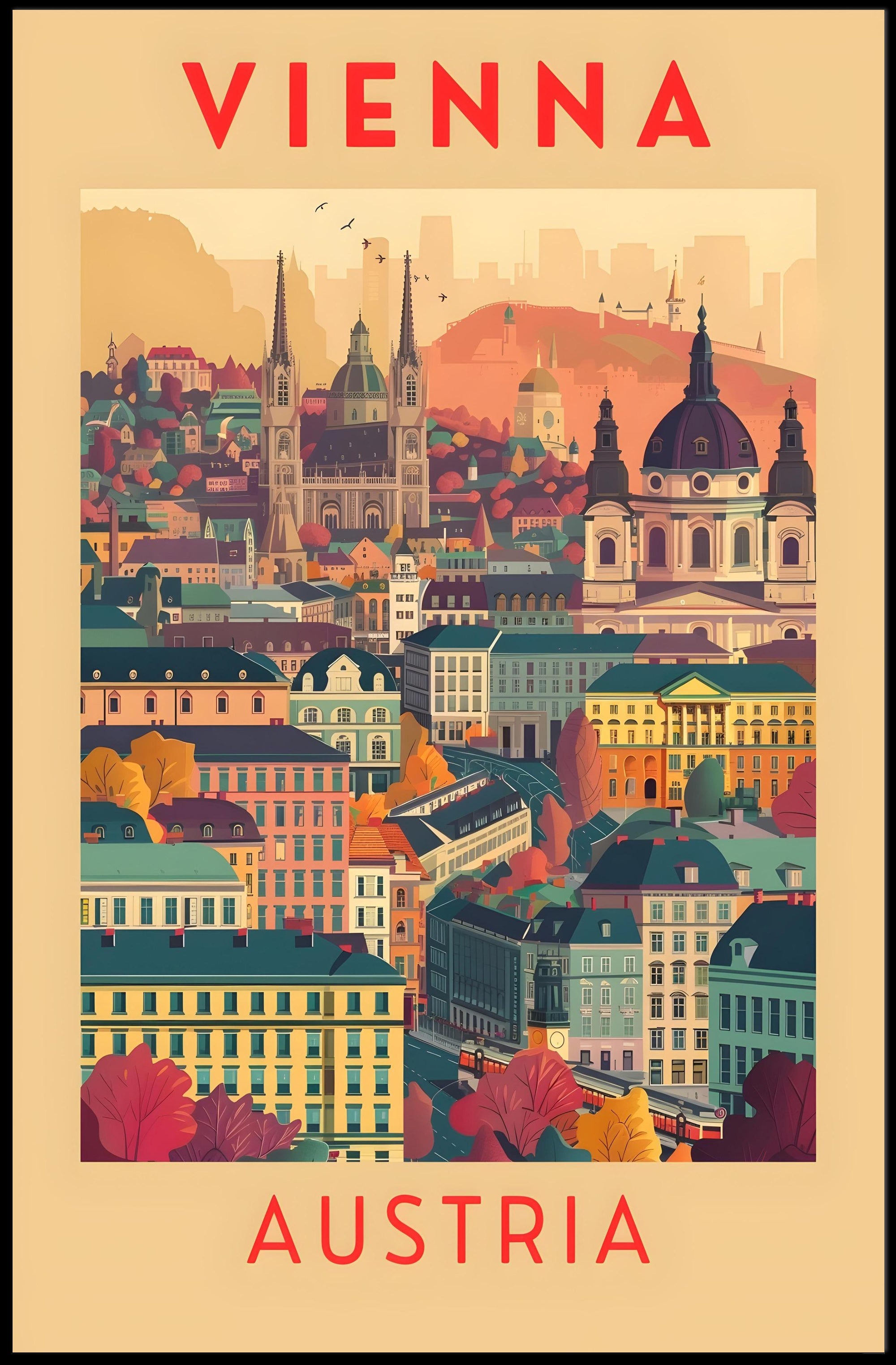 Vienna Skyline Artistic Travel Poster