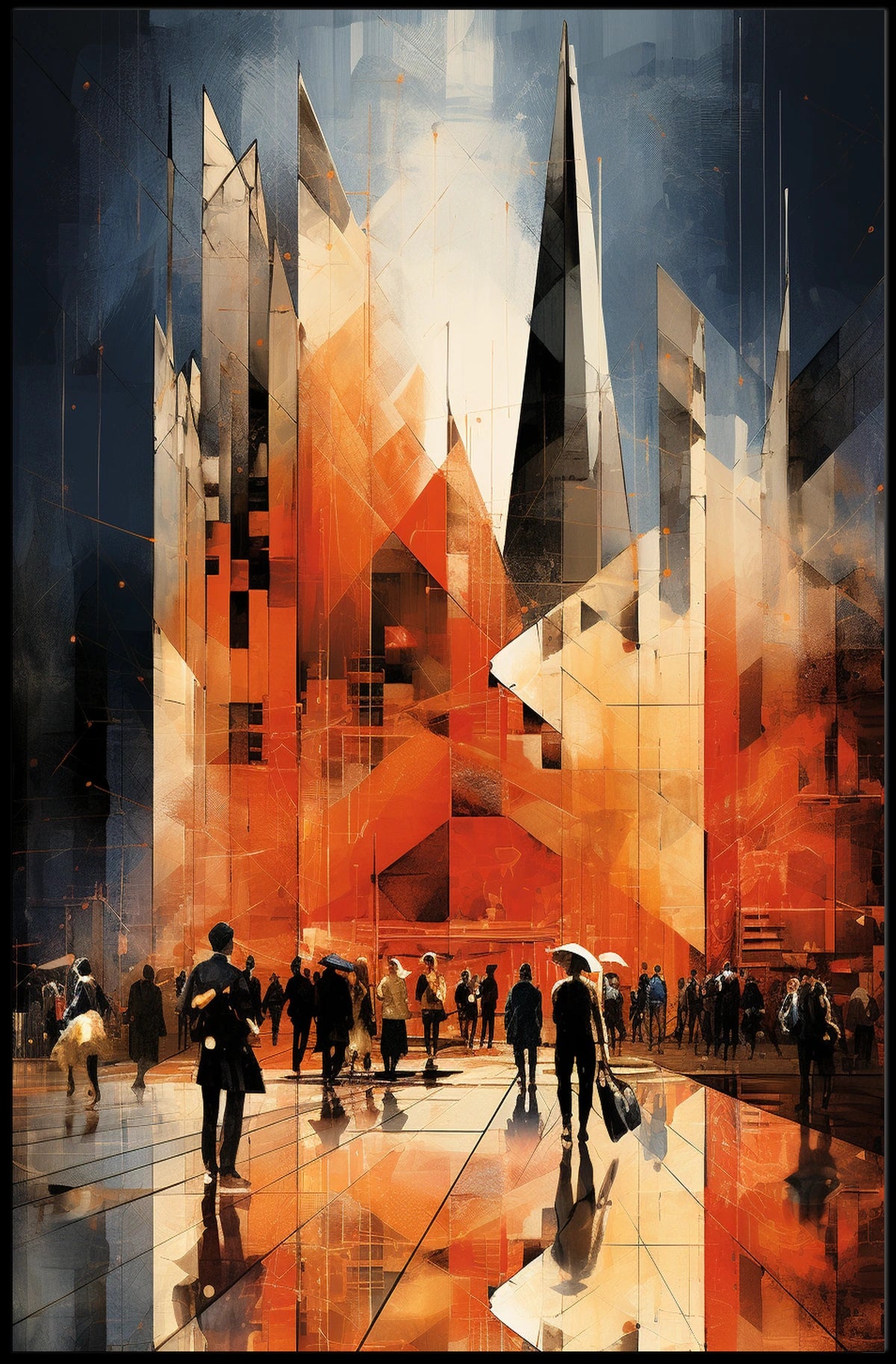 Majestic City Skyline Explored: Abstract, Artistic Poster