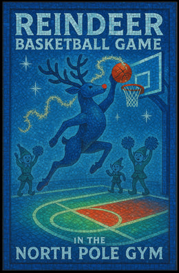 Reindeer Basketball Game Poster