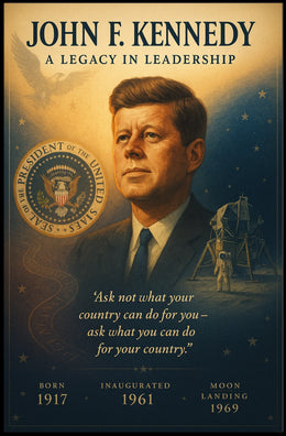 John F. Kennedy Leadership Legacy Vintage Poster