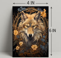 Majestic Wolf In Floral Frame Poster PosterGoat