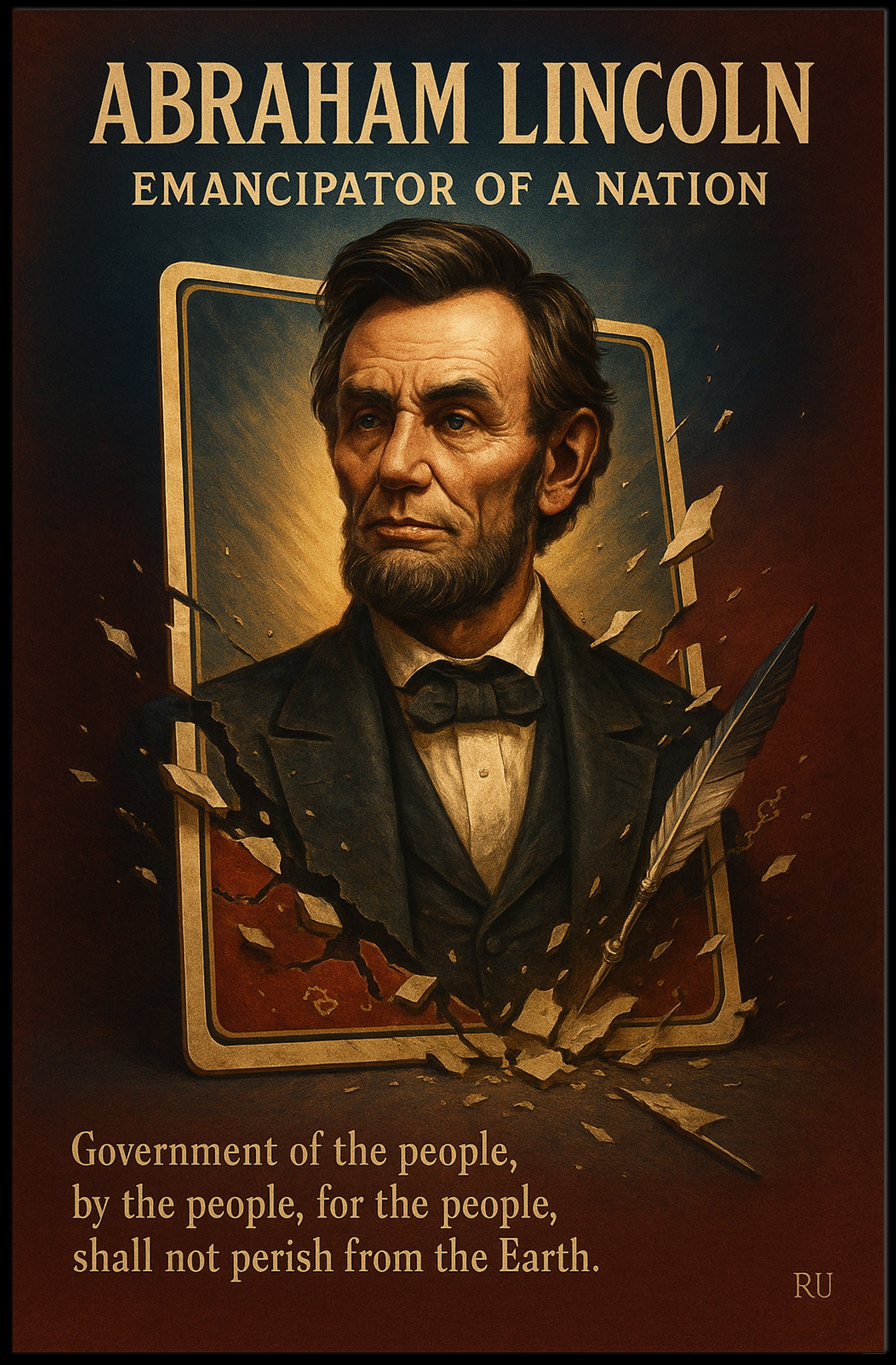 Abraham Lincoln Inspirational Vintage Art Historical or Presidential Poster
