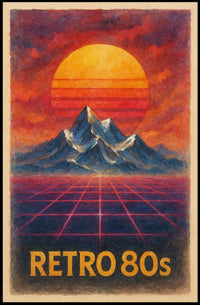 RETRO Sunsets and Mountains Synthwave Abstract or Artistic Poster