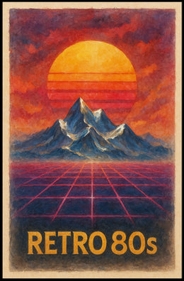 RETRO Sunsets and Mountains Synthwave Abstract or Artistic Poster