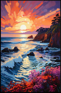 Vibrant Coastal Sunset Poster PosterGoat