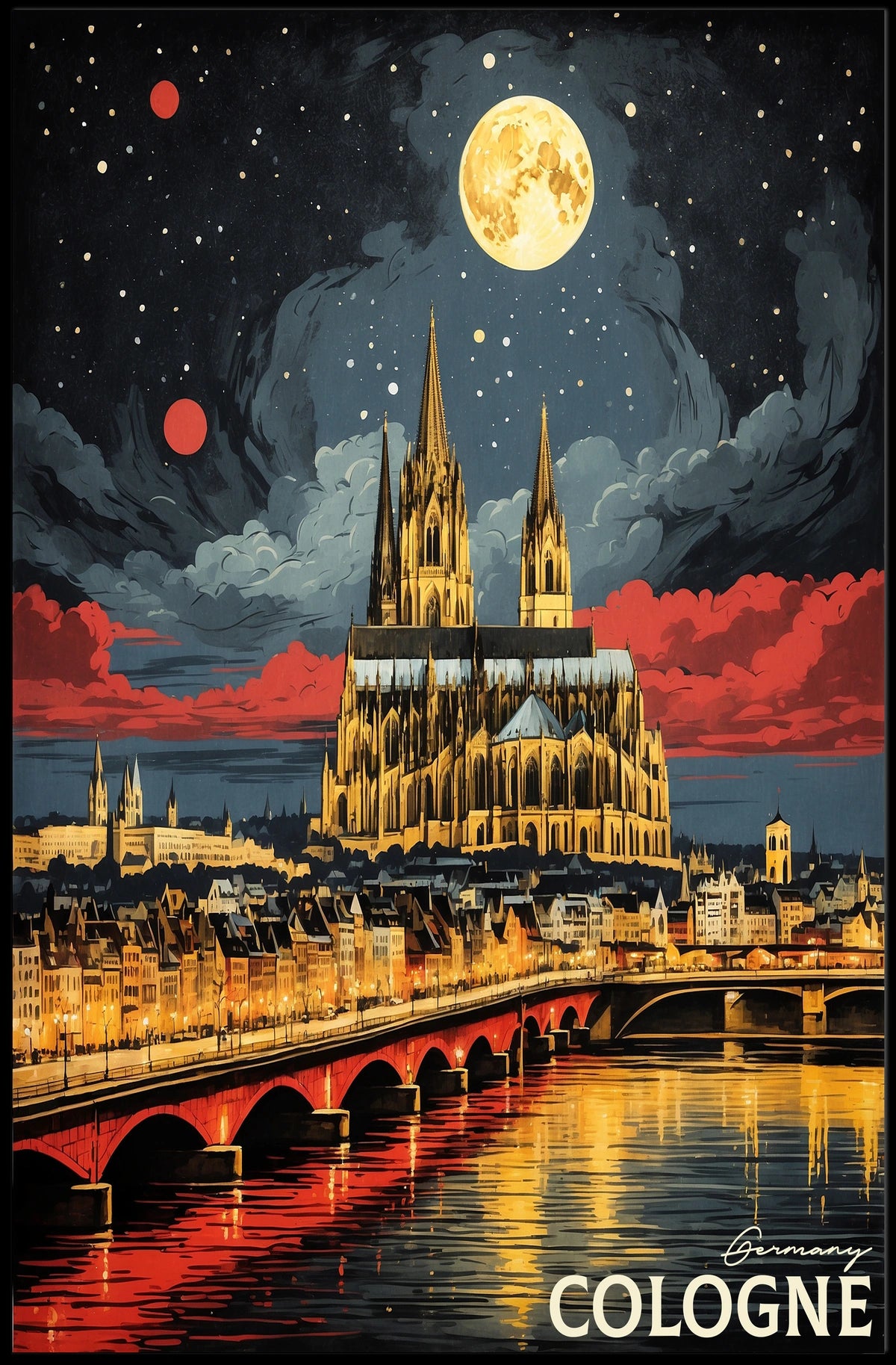 Cologne at Night Poster