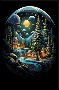 Whimsical Enchanting Winter Landscape in Fantasy or Mythology Poster