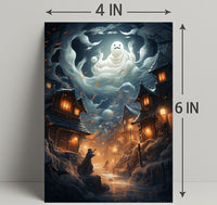 Enchanted Village Under Ghostly Skies Poster