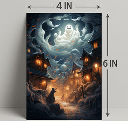 Enchanted Village Under Ghostly Skies Poster