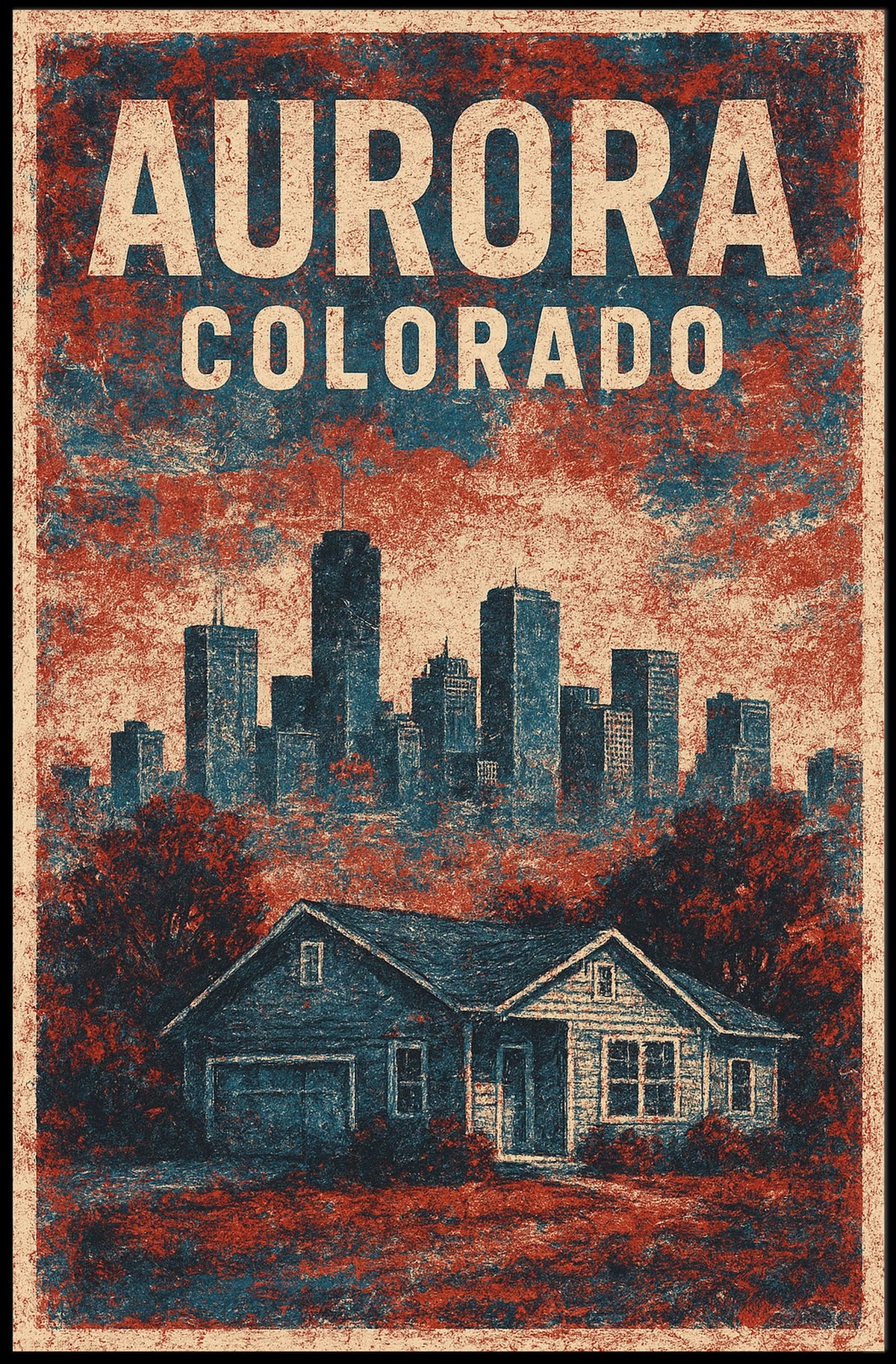 Aurora Colorado Skyline Luminous Wanderlust Poster