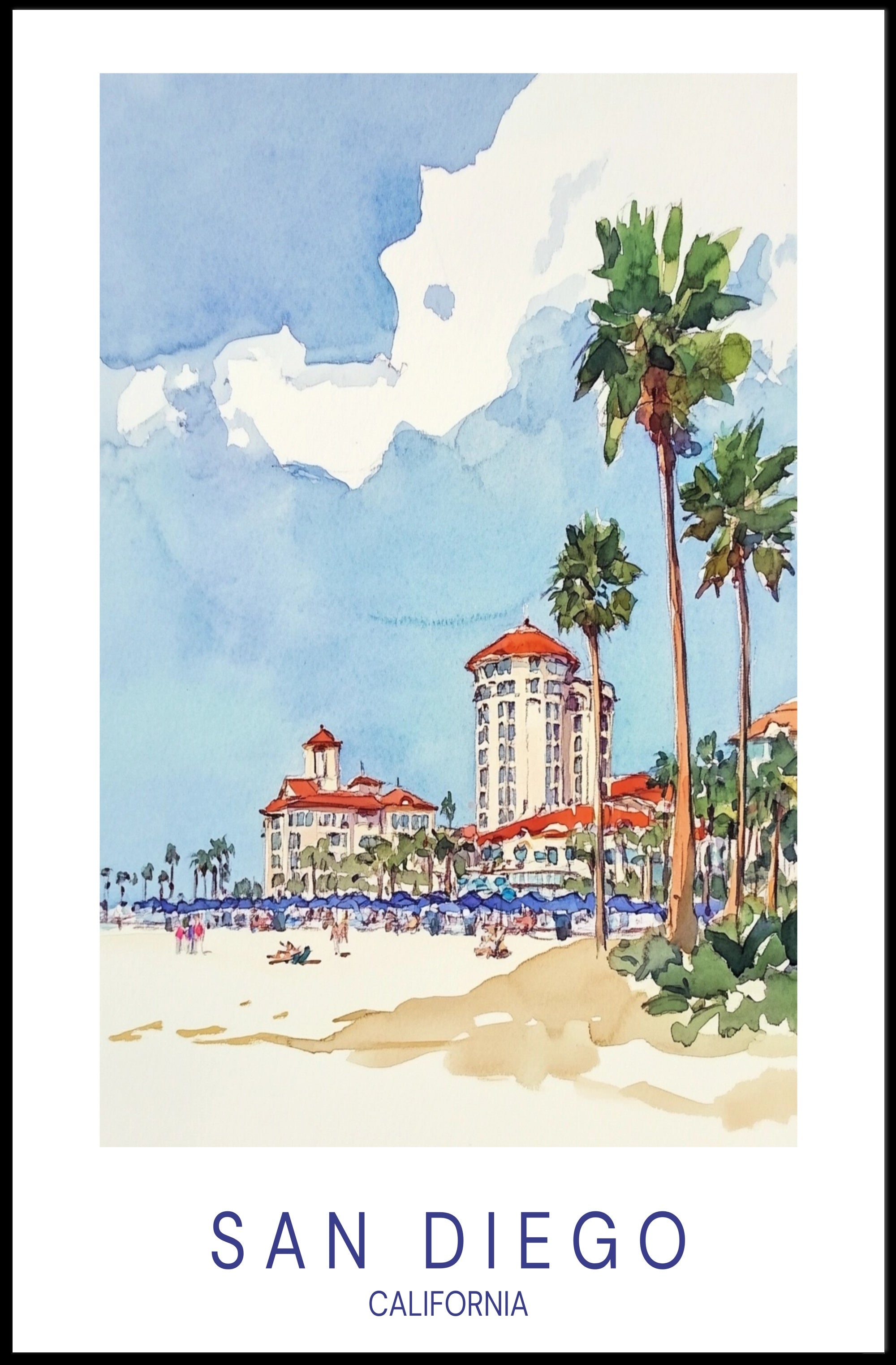 San Diego Beachfront Poster PosterGoat