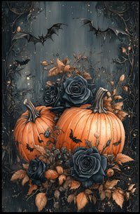 Halloween Pumpkin Bats: Abstract, Artistic, or Pop Culture Poster