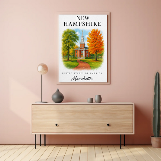 New Hampshire, Manchester Signature Series Vintage Travel Poster