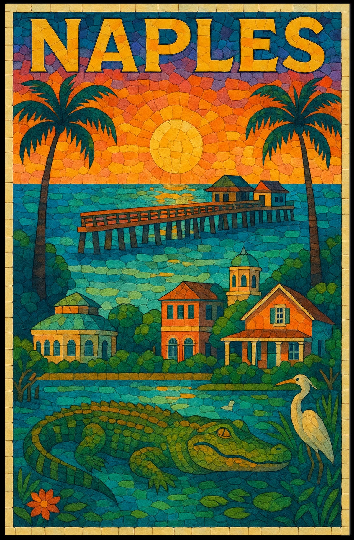 Naples Poster Vibrant Tropical Paradise Wall Art For Homes