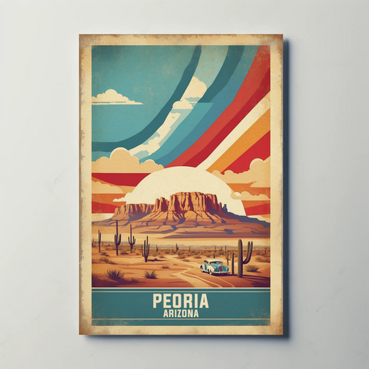 Peoria Arizona Desert Drive Vintage Travel Poster
