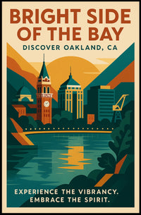 Oakland Cityscape Vintage Travel Poster Art Print