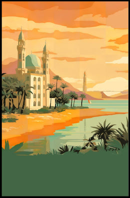 Sunset Over the Oasis Poster