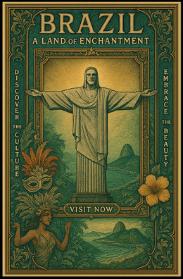 Brazilian Enchantment Vintage Art Travel Poster