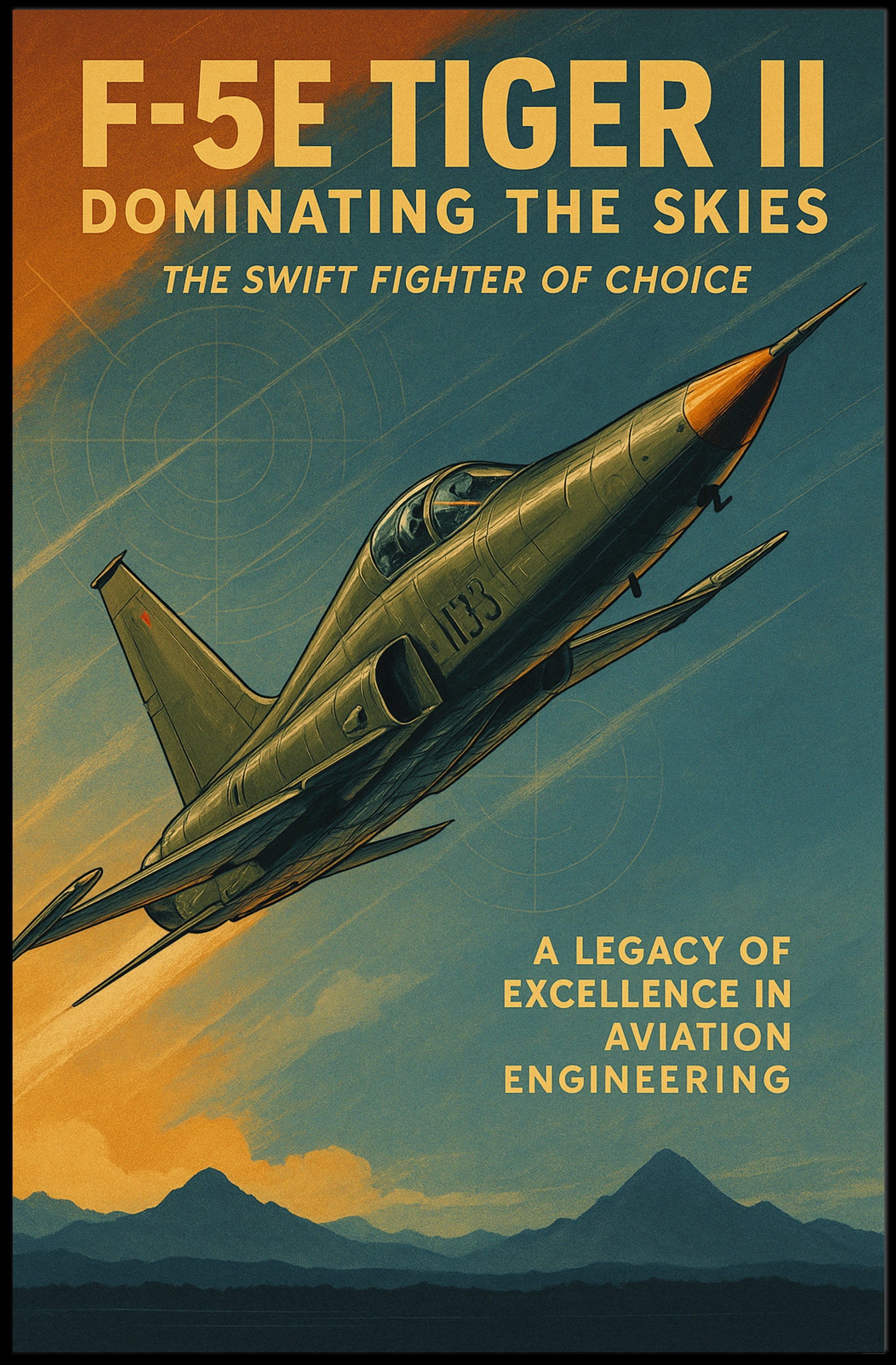 F-5E Tiger II Fighter Jet Vintage Military Recruitment Poster