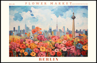 Vibrant Berlin Flower Market Skyline Urban or Cityscape Poster