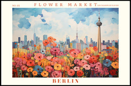 Vibrant Berlin Flower Market Skyline Urban or Cityscape Poster