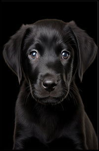 Black Labrador Puppy Close-Up Realistic Animal Poster