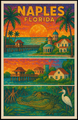 Naples Florida Poster Vibrant Coastal Wall Art For Home